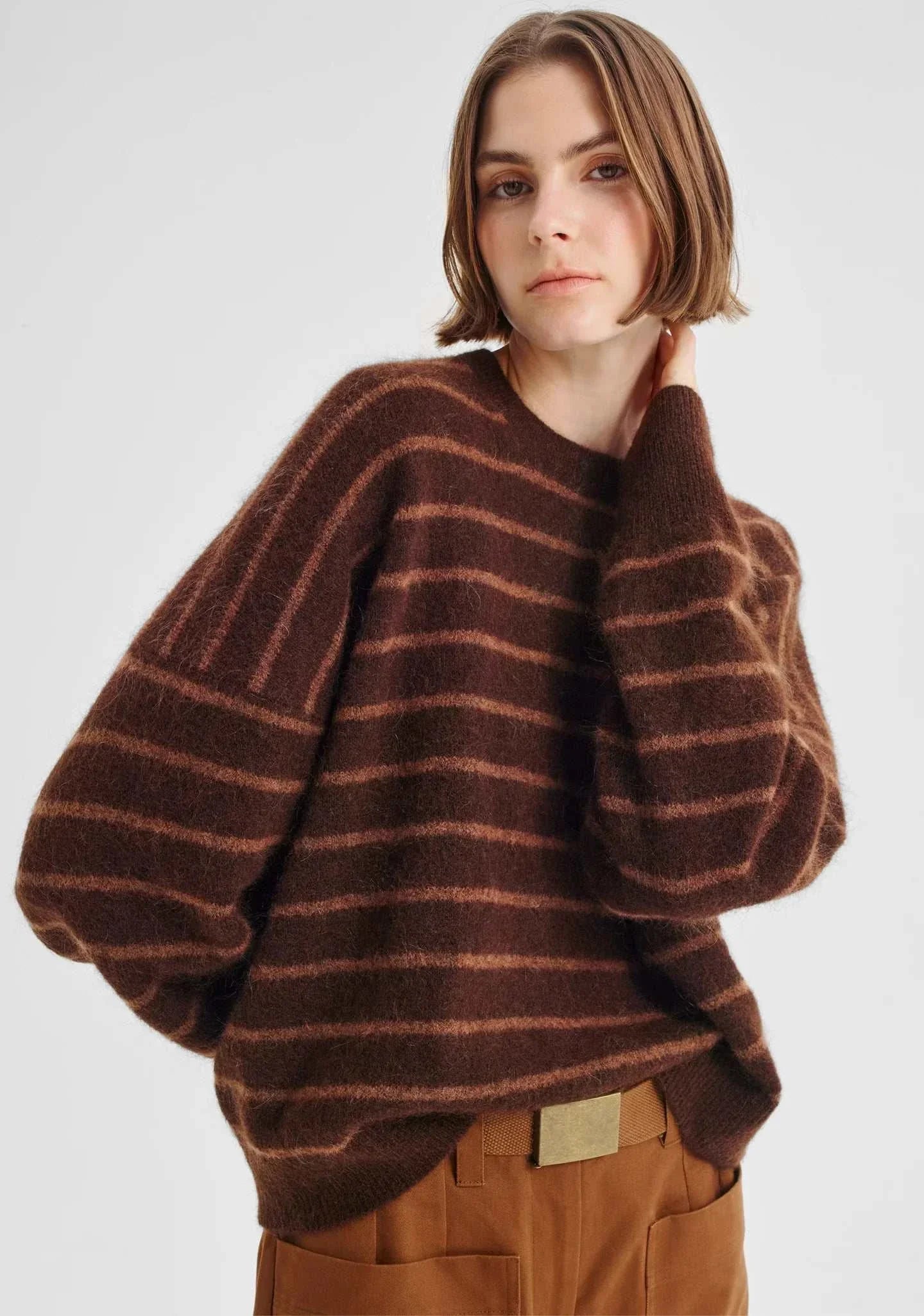 Morrison Albi Knit Pullover Toffee Stripe