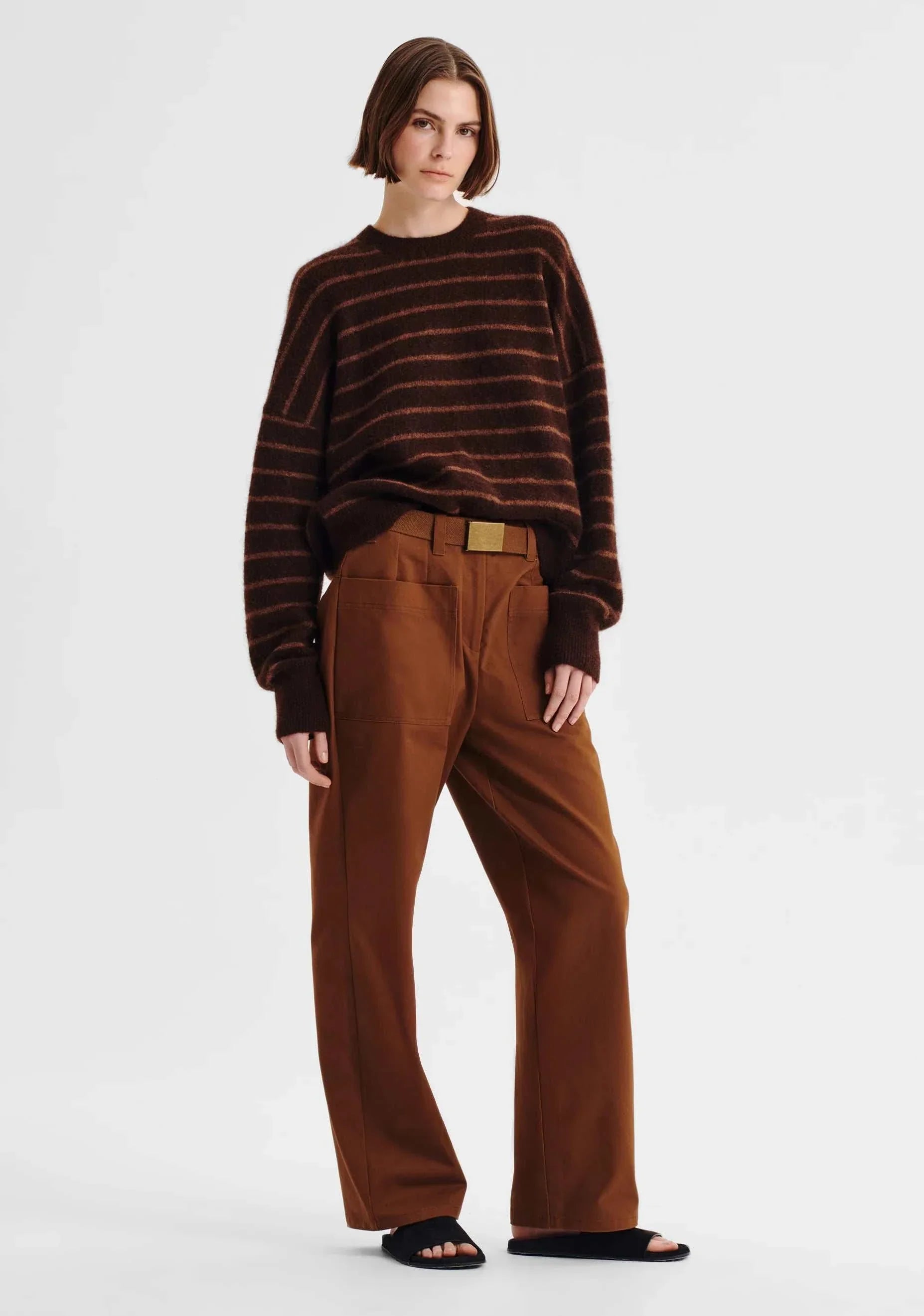 Morrison Albi Knit Pullover Toffee Stripe