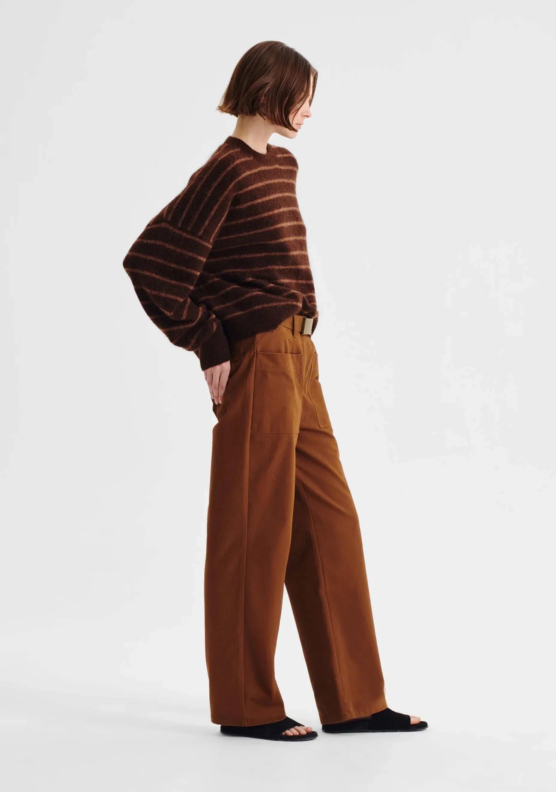 Morrison Albi Knit Pullover Toffee Stripe