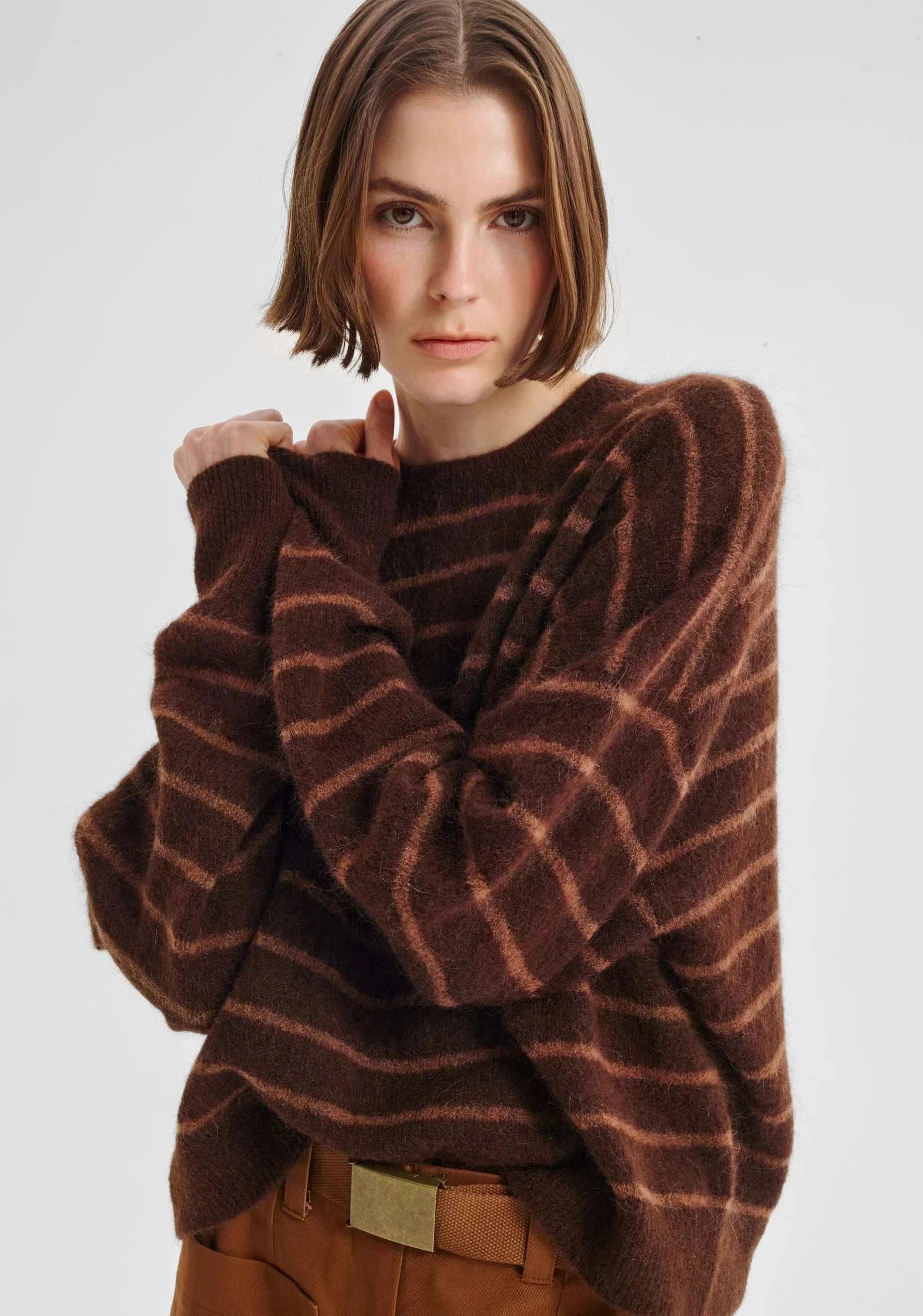 Morrison Albi Knit Pullover Toffee Stripe