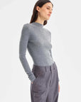 Morrison Talia Long Sleeve Merino Knit Top Grey Marle