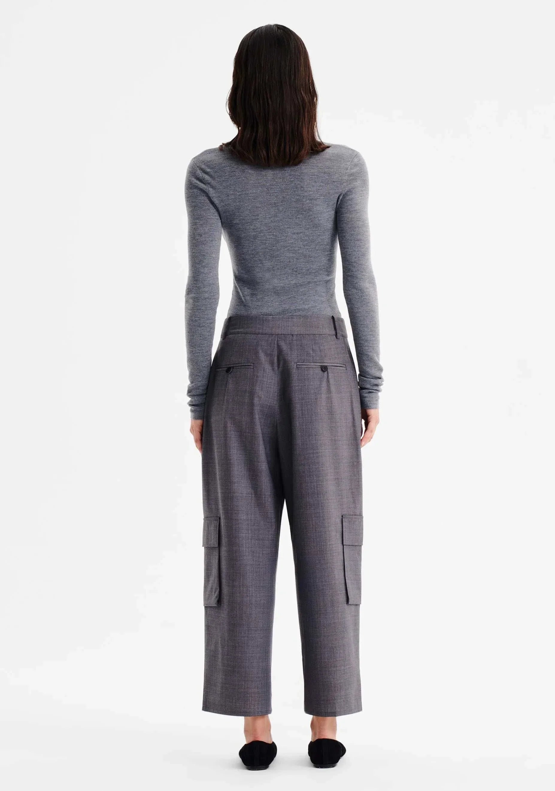Morrison Talia Long Sleeve Merino Knit Top Grey Marle