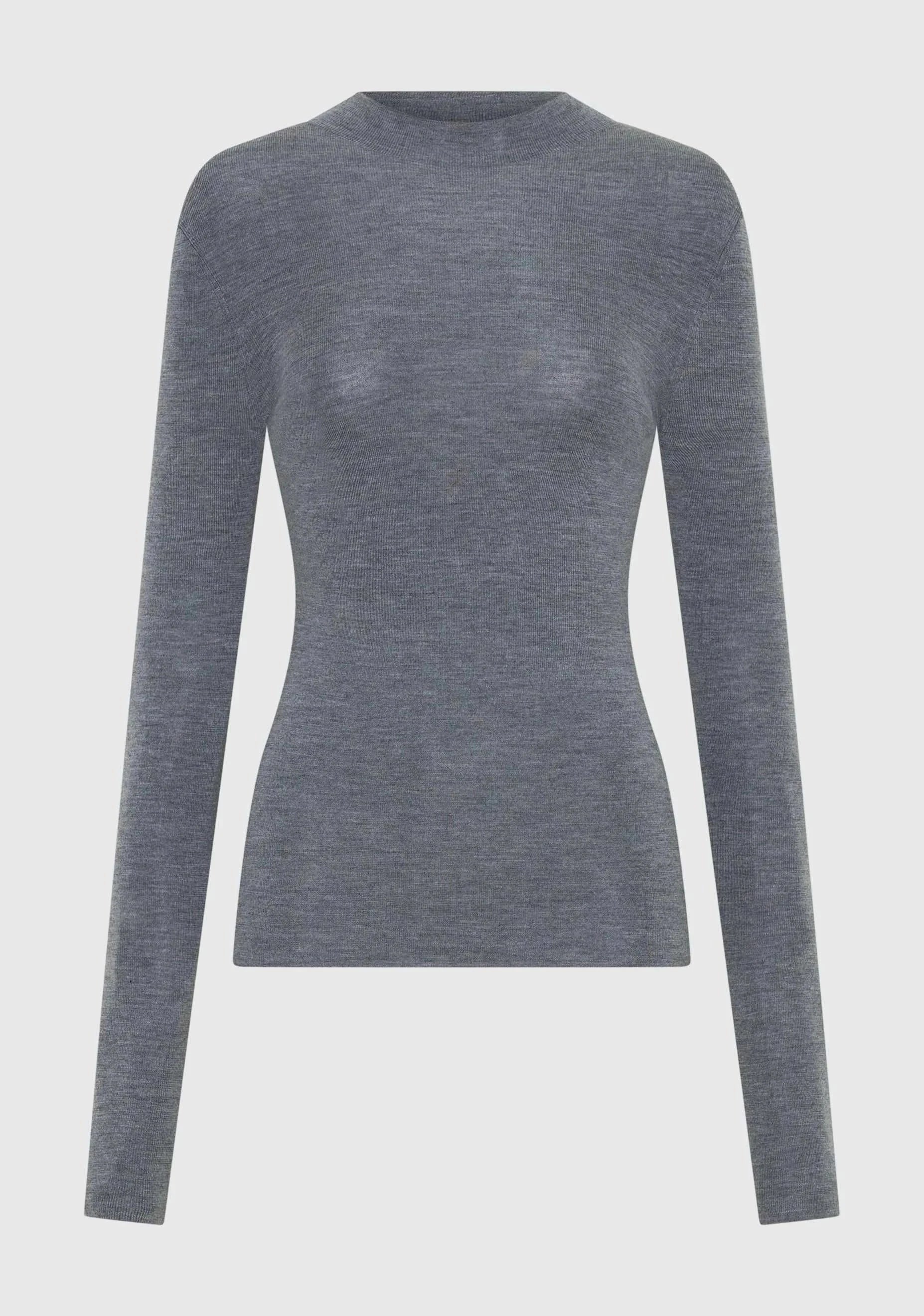 Morrison Talia Long Sleeve Merino Knit Top Grey Marle