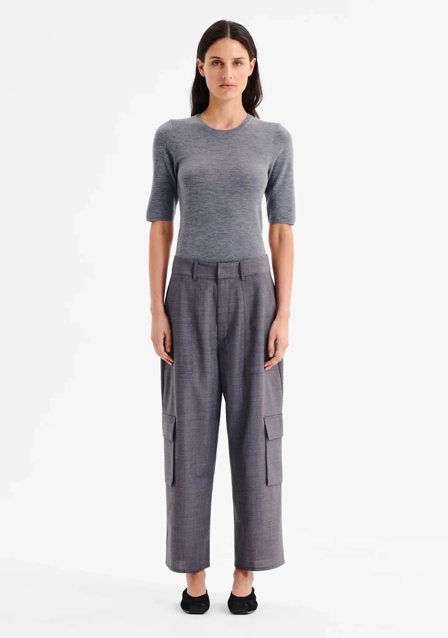 Morrison Talia Merino Knit Tee Grey Marle