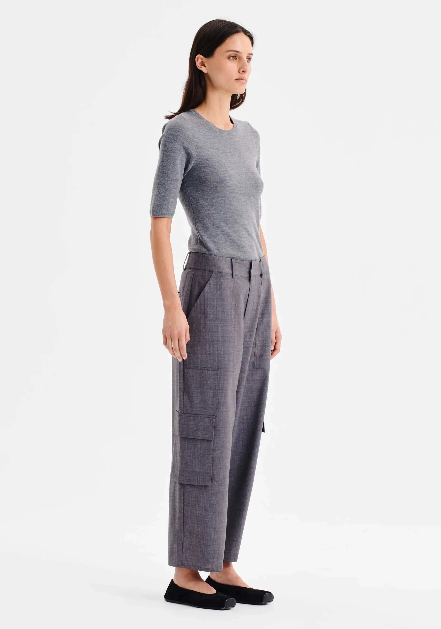 Morrison Talia Merino Knit Tee Grey Marle