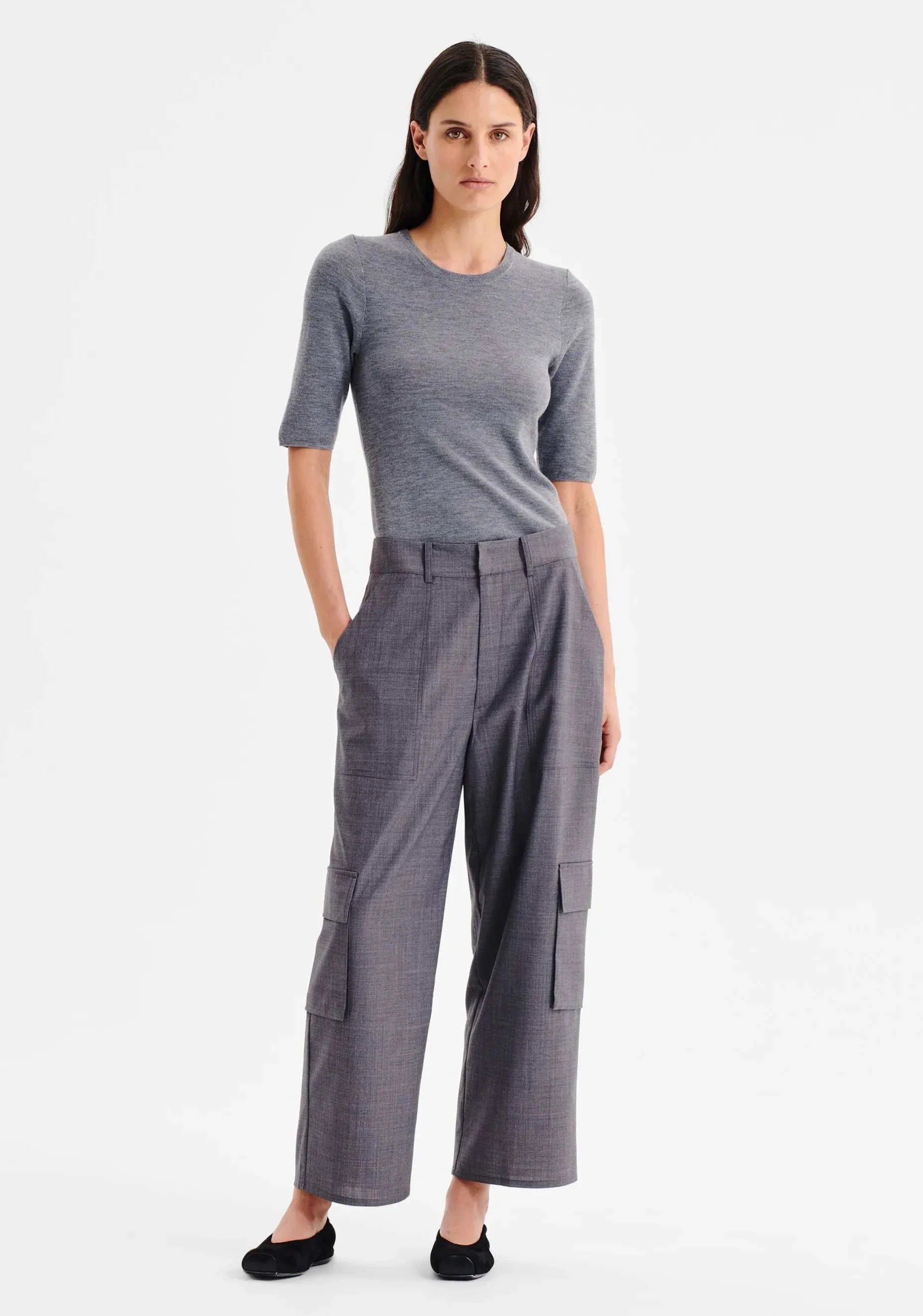 Morrison Talia Merino Knit Tee Grey Marle