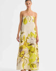 Morrison Mae Linen Strapless Dress Lemon