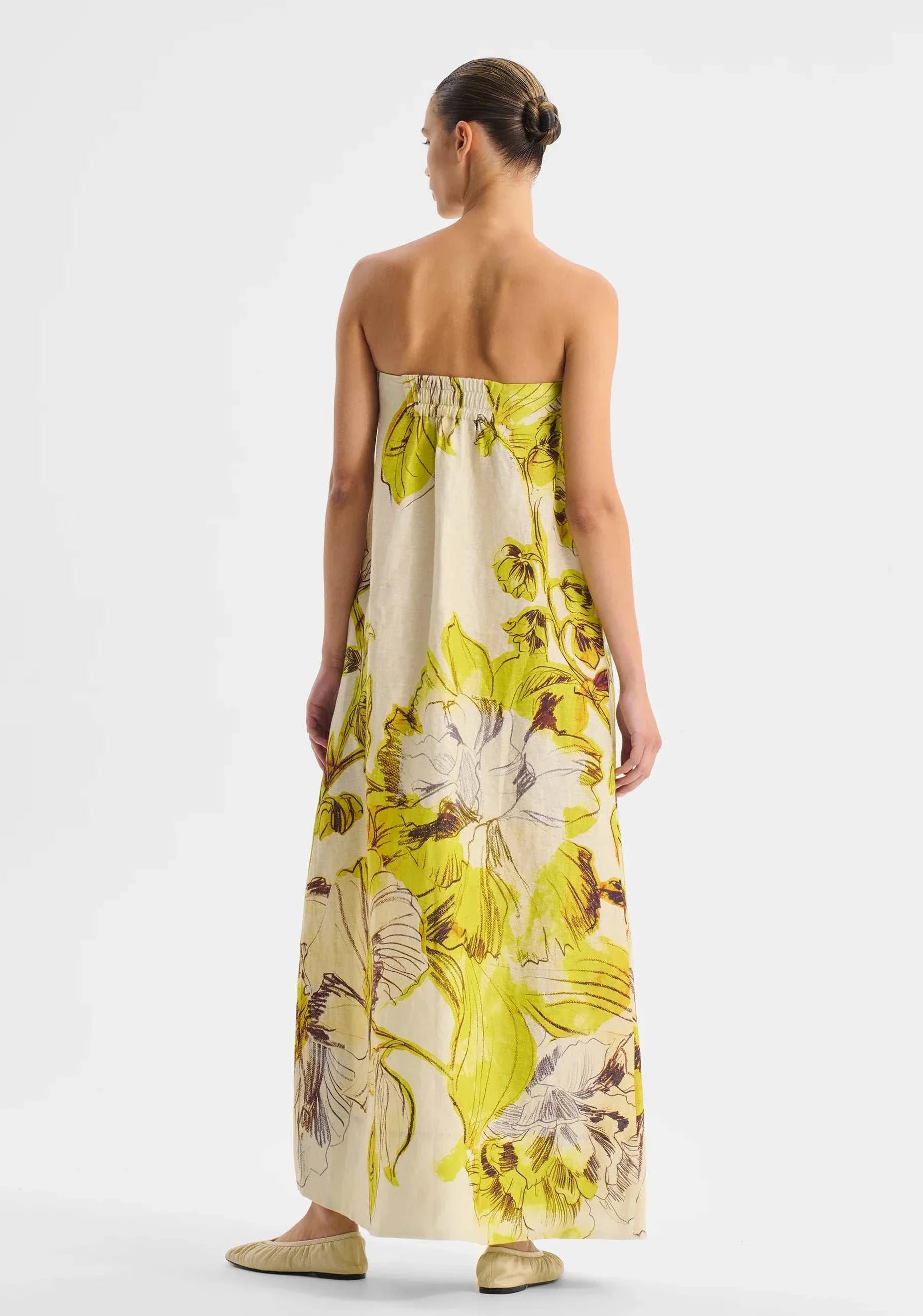 Morrison Mae Linen Strapless Dress Lemon