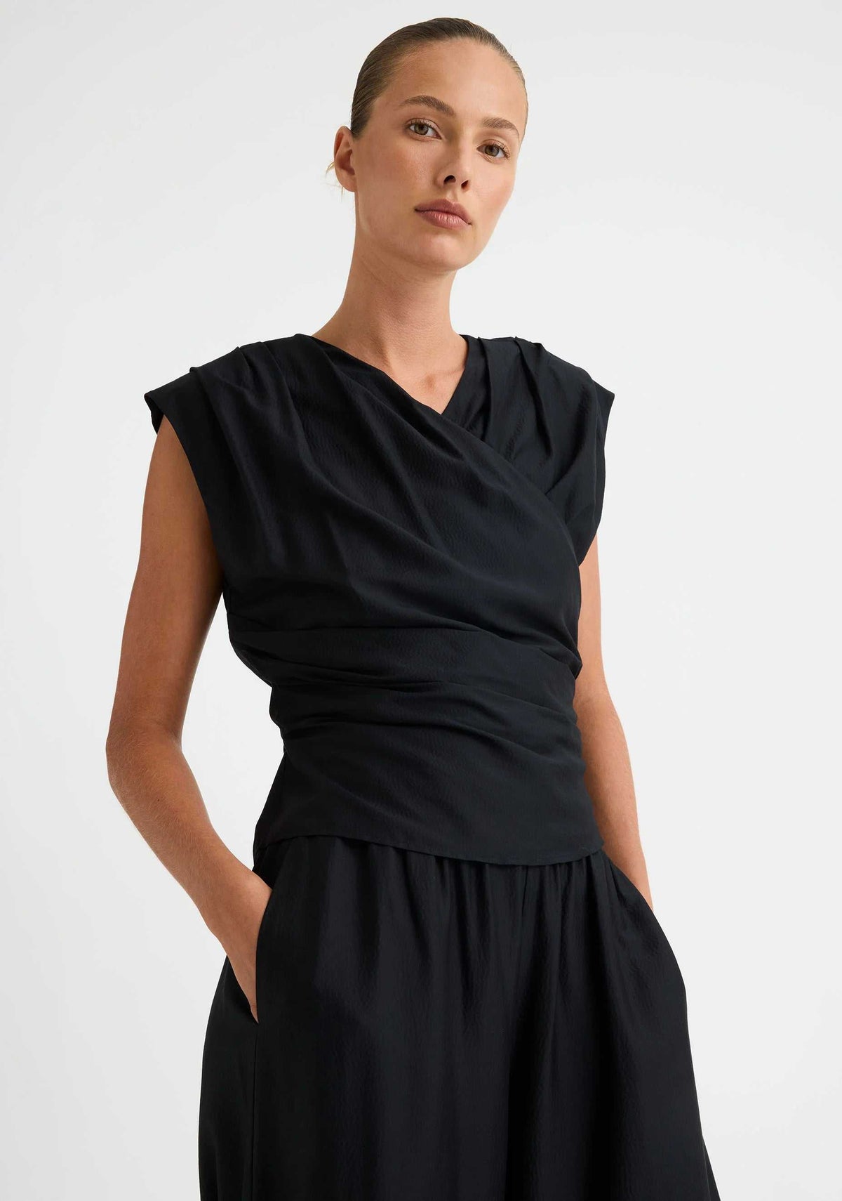 Morrison Celine Wrap Top Black