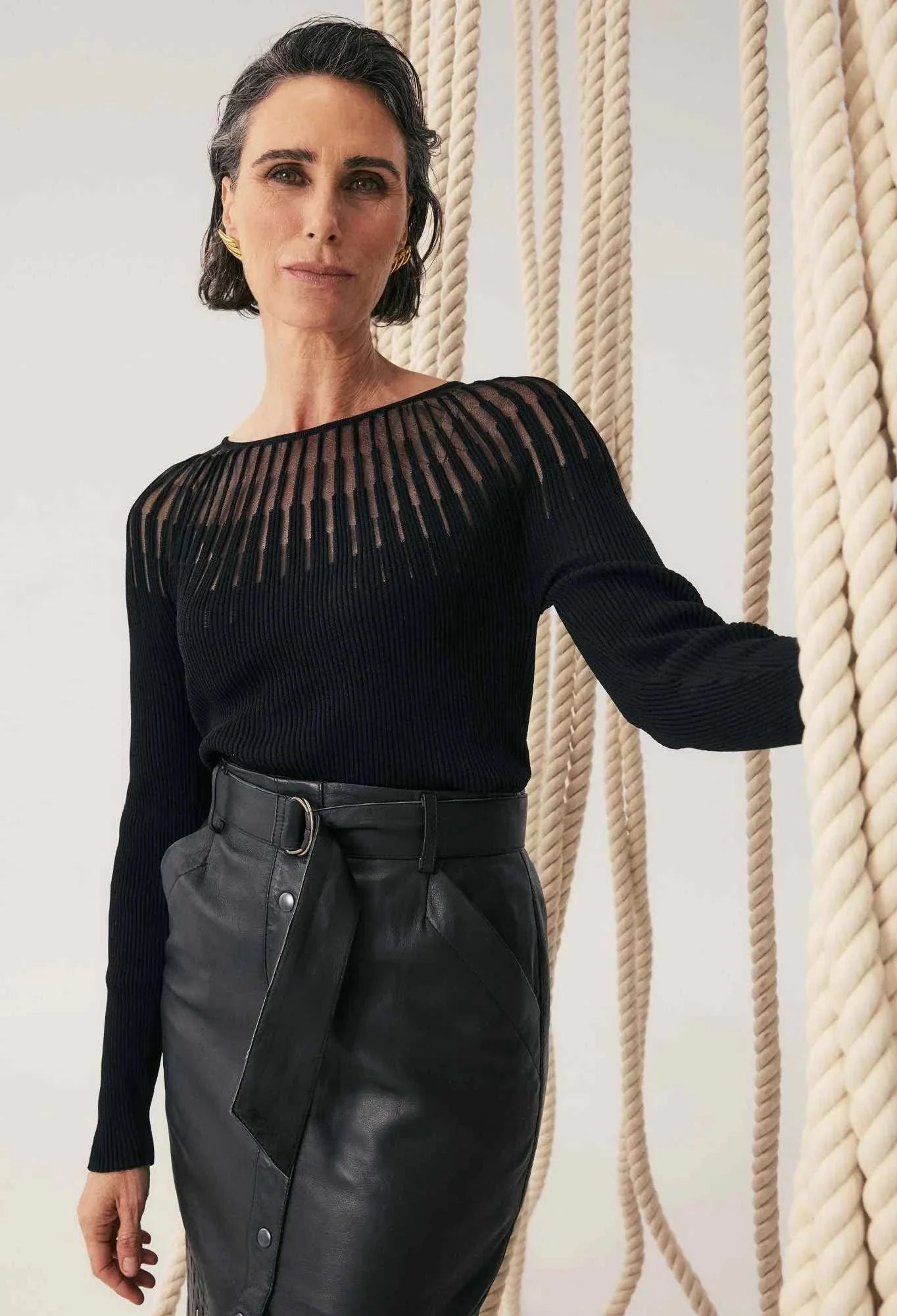 Once Was Rhiannon Viscose Sheer Knit Top