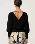 Once Was Clarissa Merino Wool reversible Knit Top Black
