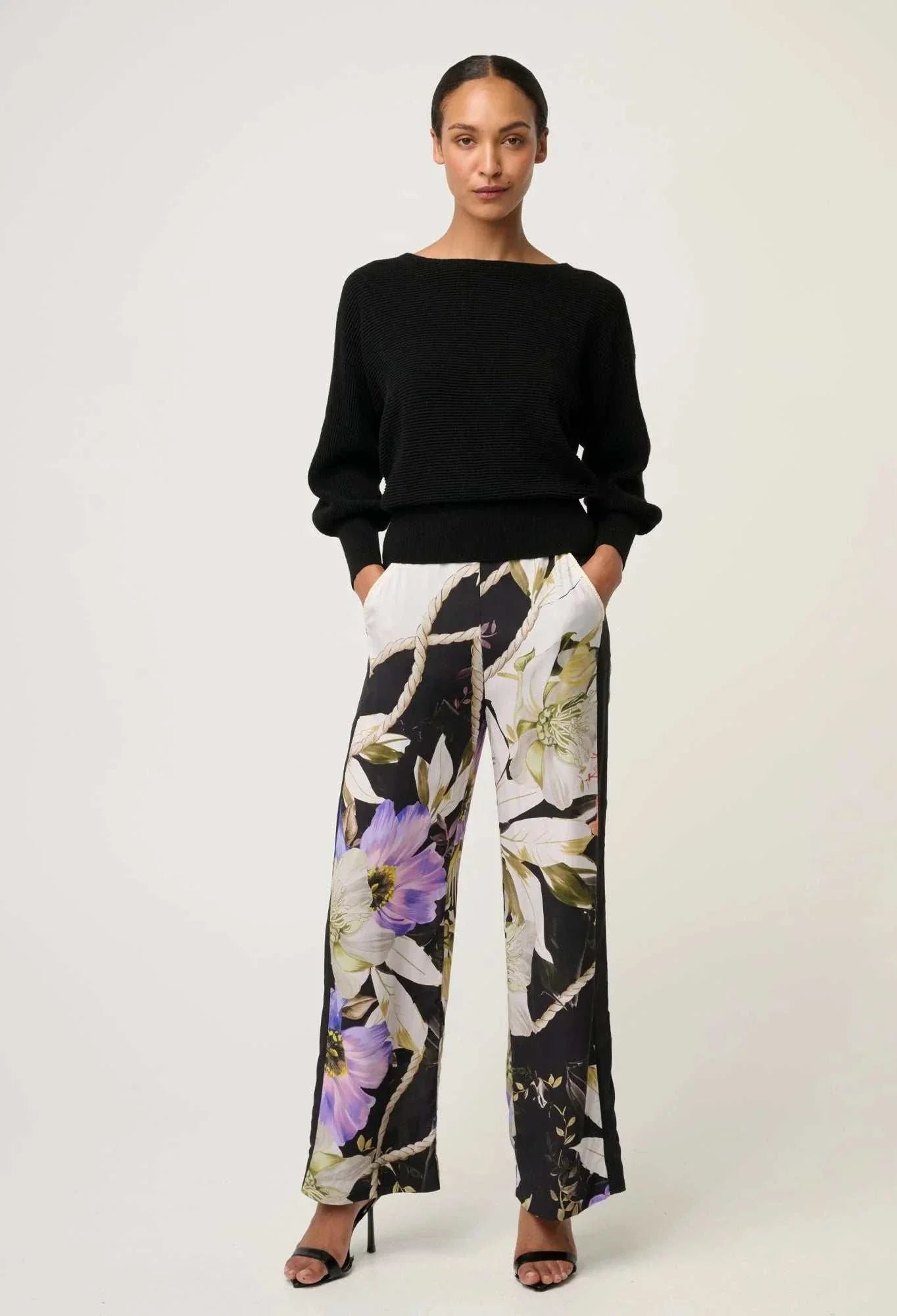 Once Was Clarissa Merino Wool reversible Knit Top Black