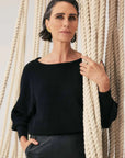 Once Was Clarissa Merino Wool reversible Knit Top Black