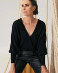 Once Was Clarissa Merino Wool reversible Knit Top Black