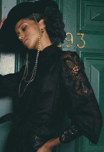 Once Was Sevilla Cotton Silk Shirt Onyx