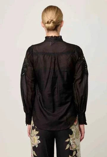 Once Was Sevilla Cotton Silk Shirt Onyx