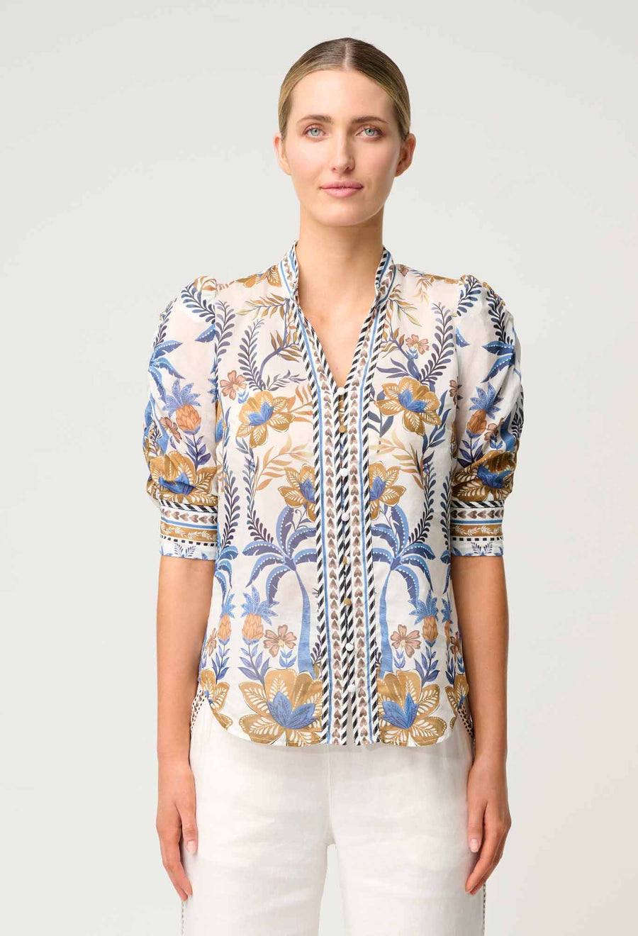 Once Was Calantha Cotton Silk Shirt Golden Medina