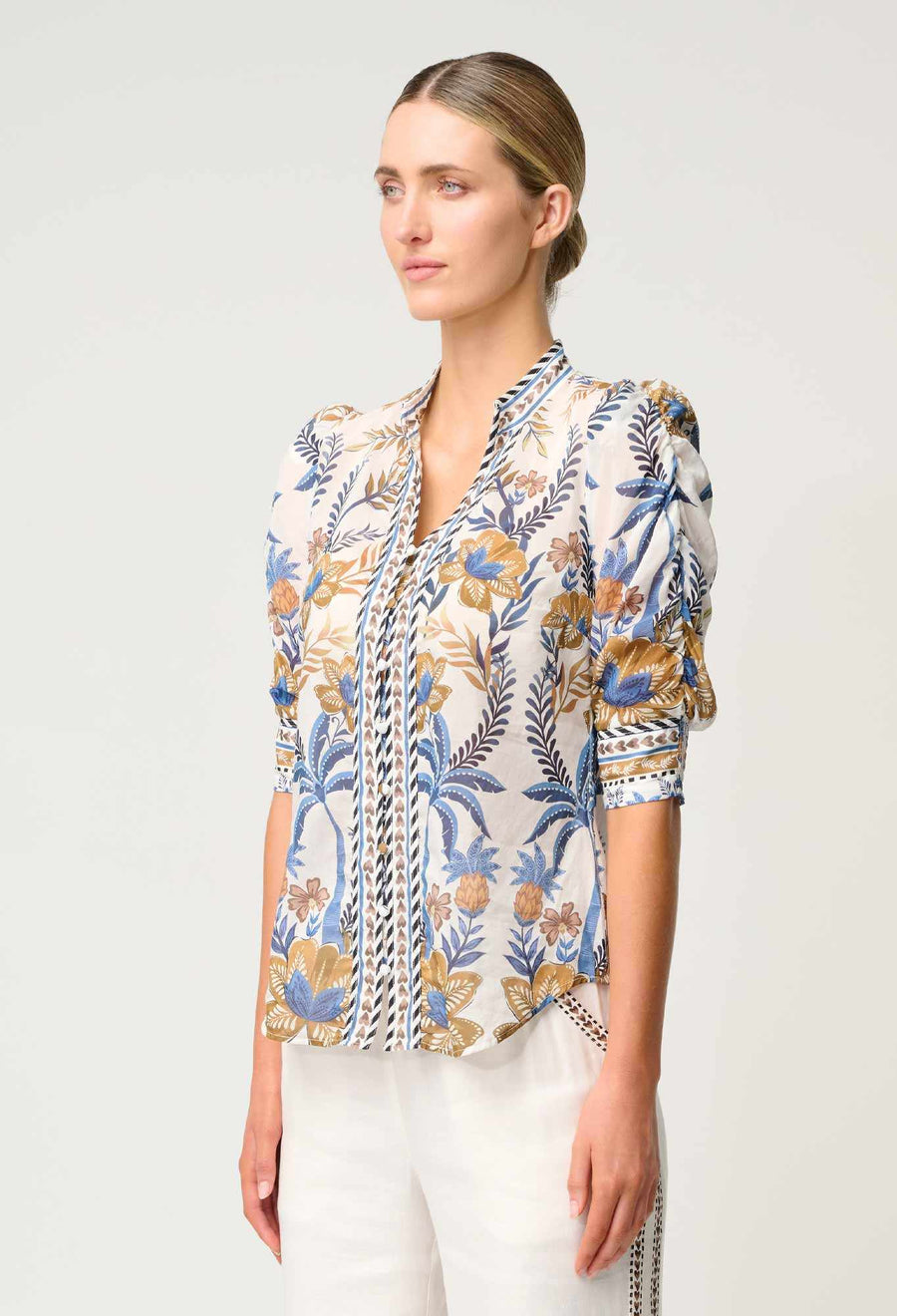 Once Was Calantha Cotton Silk Shirt Golden Medina