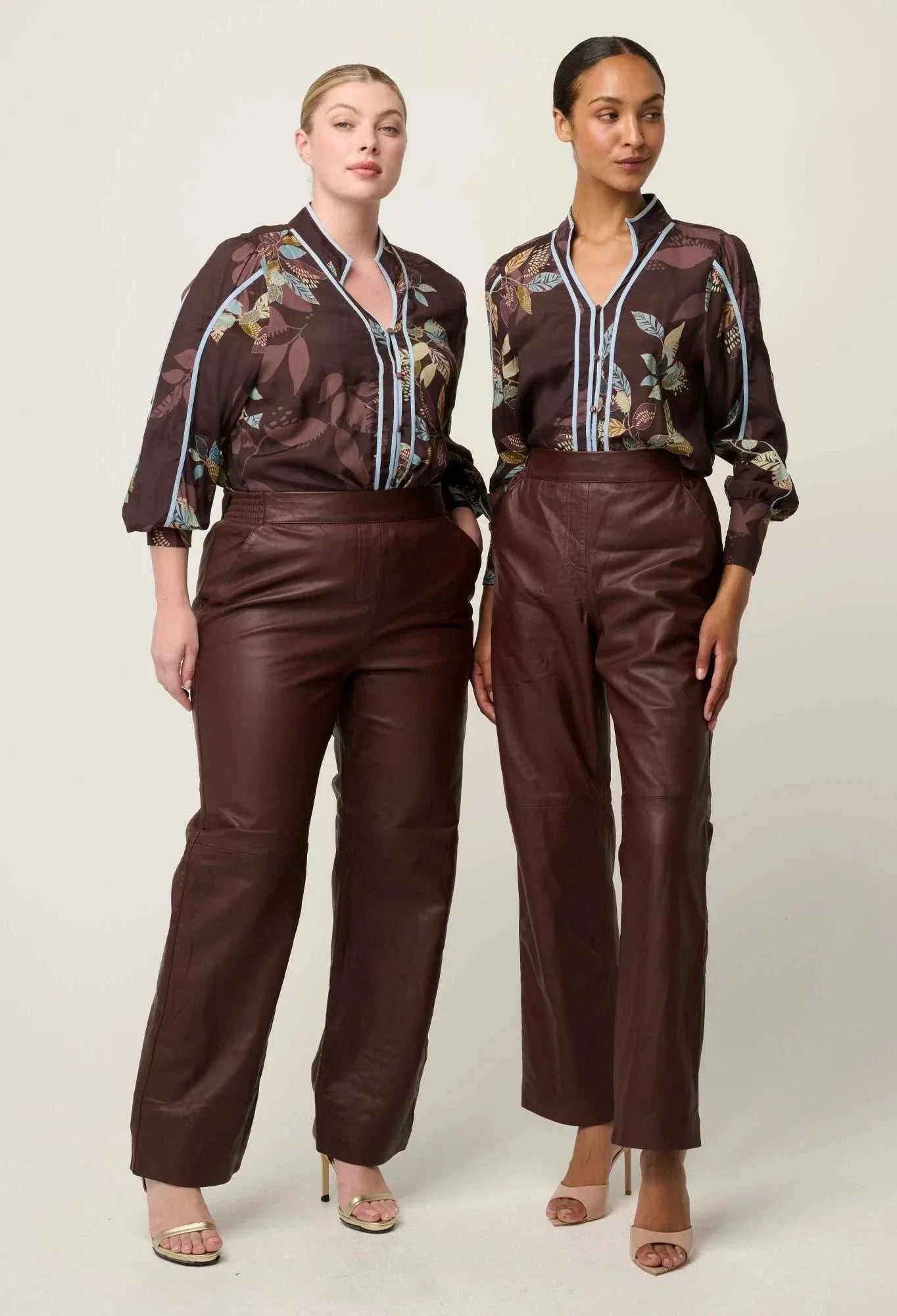 Once Was Joan Leather Straight Leg Pant Oxblood