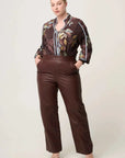 Once Was Joan Leather Straight Leg Pant Oxblood