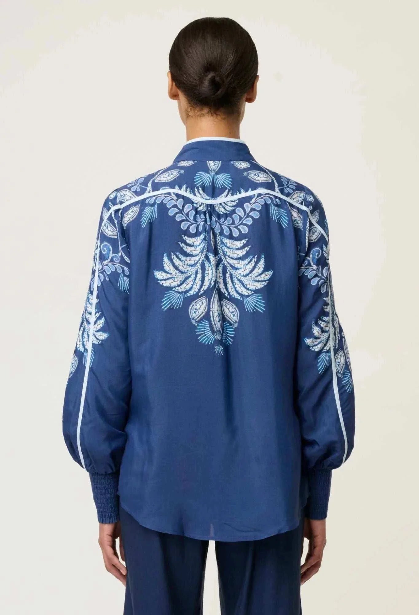 Once Was Asher Placement Print Faille Shirt Moonlit Batik