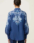 Once Was Asher Placement Print Faille Shirt Moonlit Batik