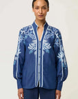 Once Was Asher Placement Print Faille Shirt Moonlit Batik