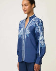 Once Was Asher Placement Print Faille Shirt Moonlit Batik