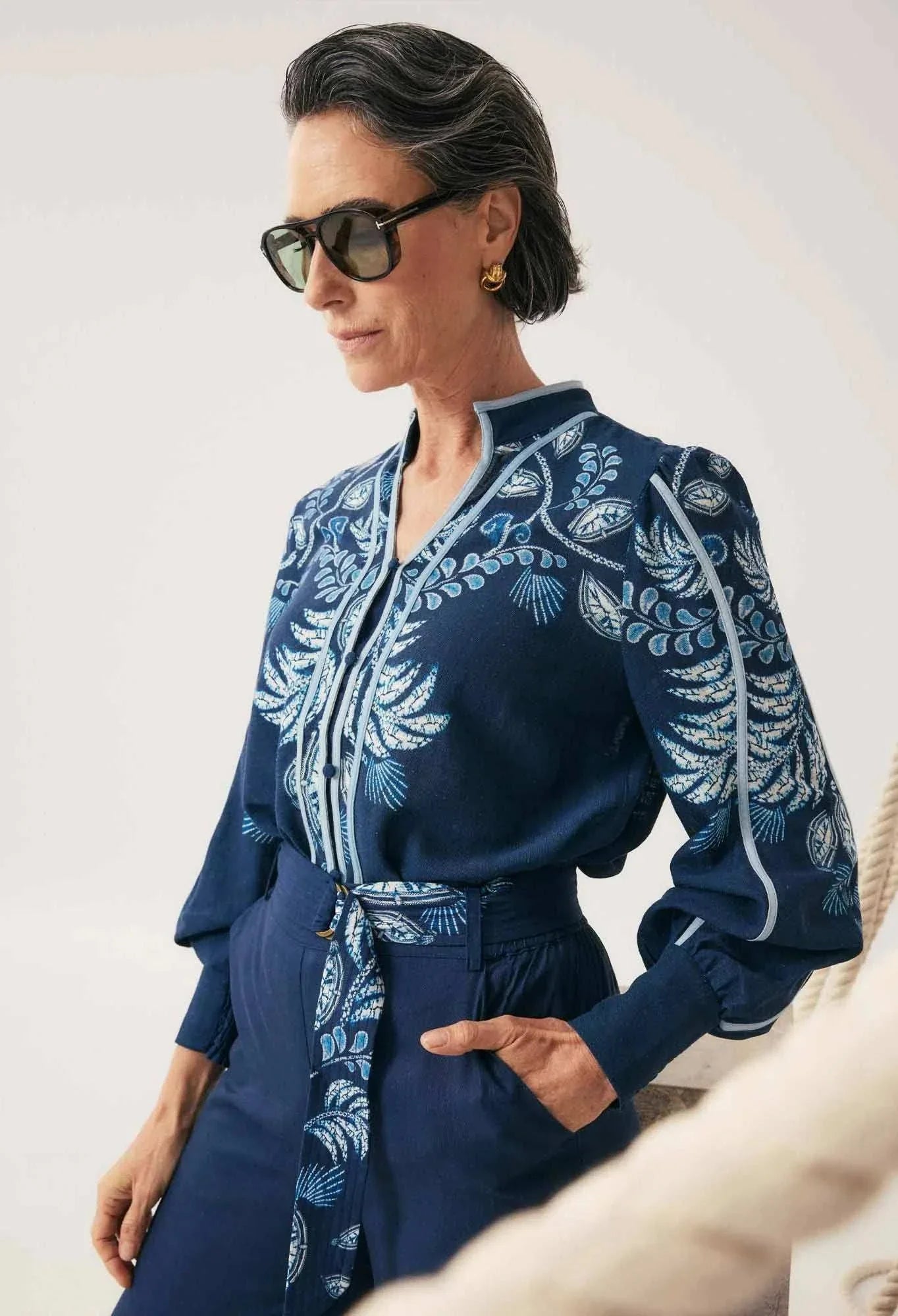 Once Was Asher Placement Print Faille Shirt Moonlit Batik