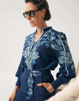 Once Was Asher Placement Print Faille Shirt Moonlit Batik