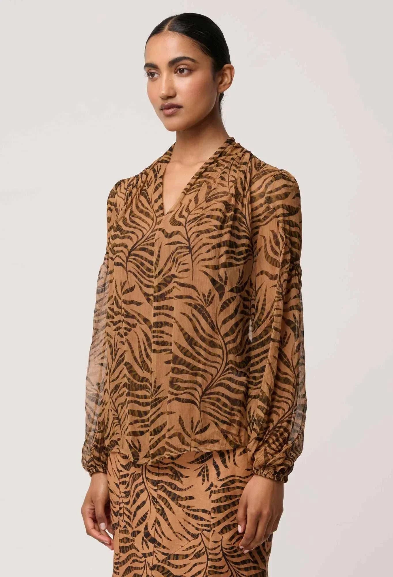 Once Was Camille Sheer Viscose Blouse Exotica