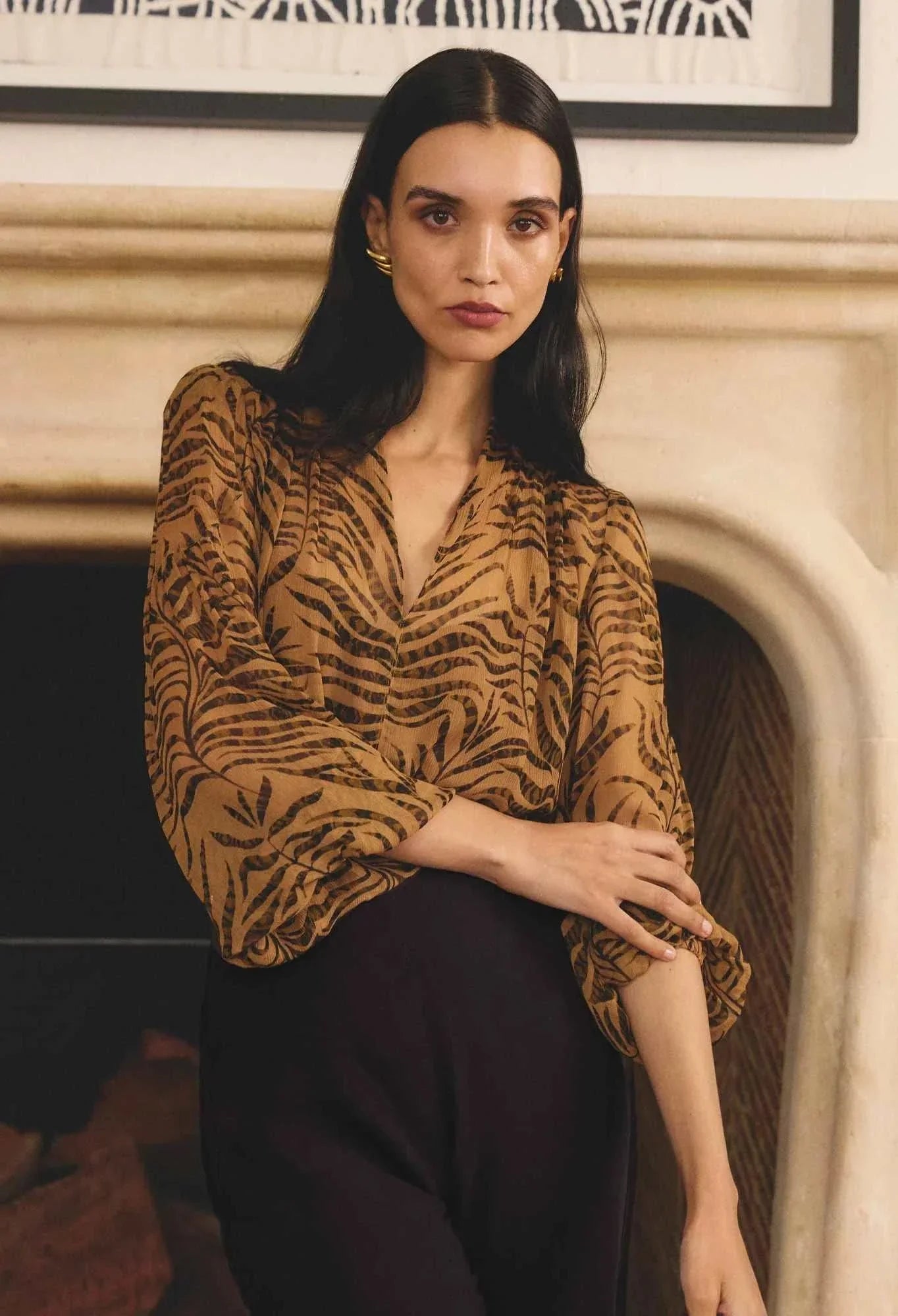 Once Was Camille Sheer Viscose Blouse Exotica
