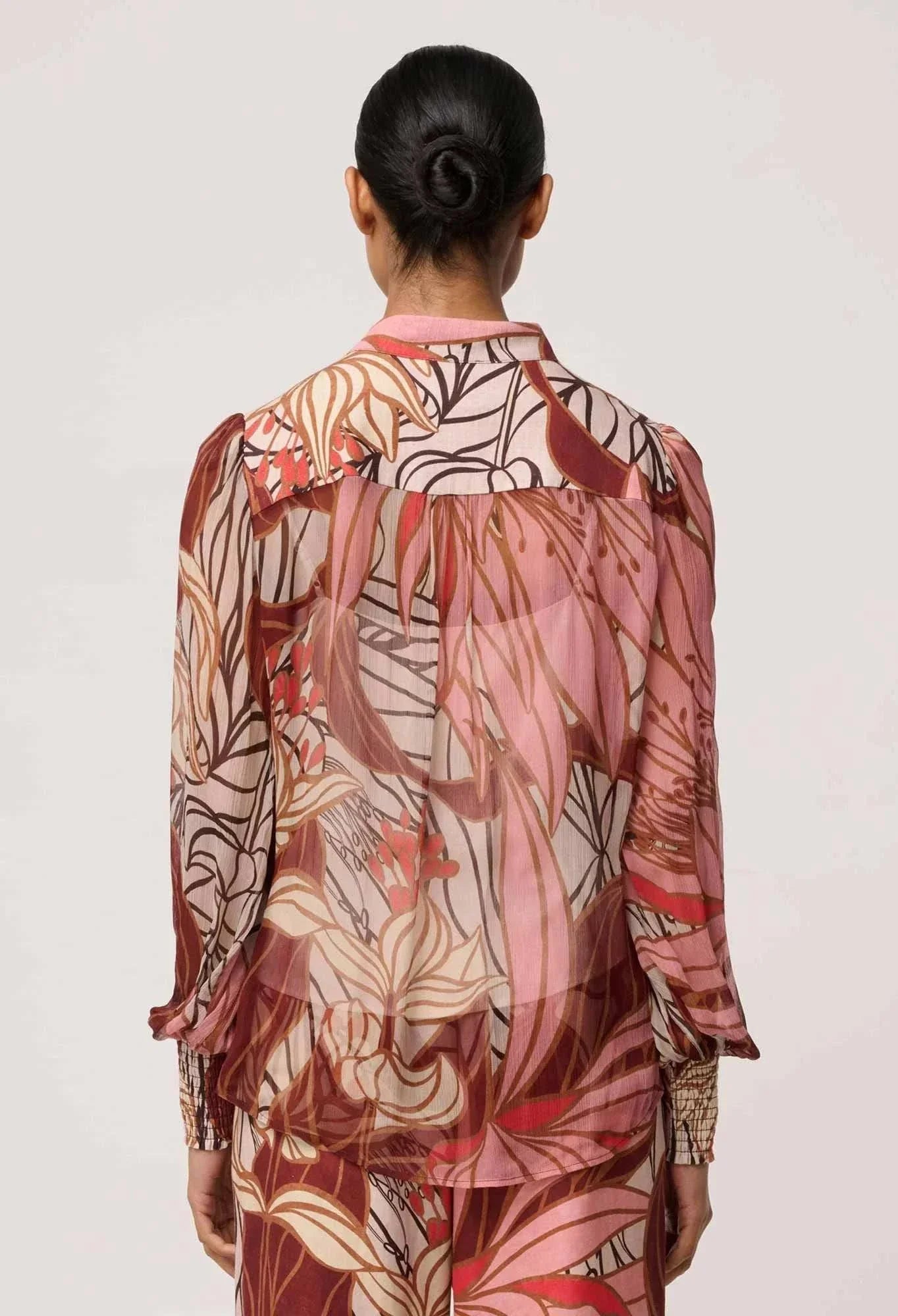 Once Was Freya Sheer Blouse Embellished Neck Cathedral Botanic
