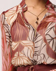 Once Was Freya Sheer Blouse Embellished Neck Cathedral Botanic