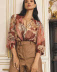 Once Was Freya Sheer Blouse Embellished Neck Cathedral Botanic