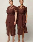 Once Was Solene Cotton Blend Lace Short Sleeve Rosewood