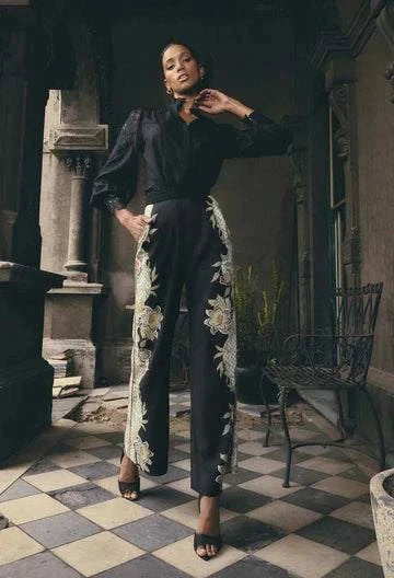 Once Was Merida Linen Viscose Pant Mariposa Nero