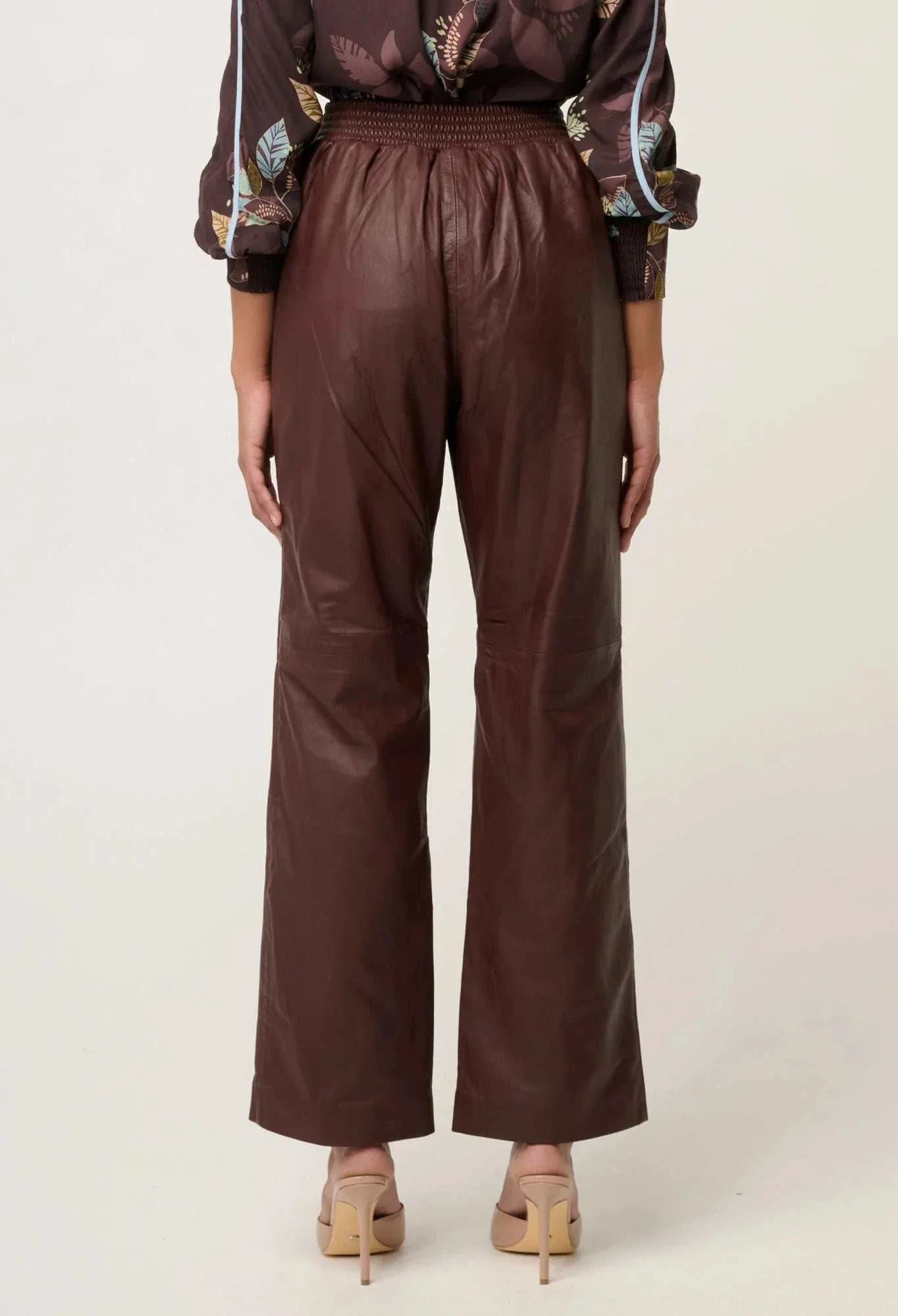 Once Was Joan Leather Straight Leg Pant Oxblood