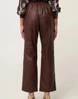 Once Was Joan Leather Straight Leg Pant Oxblood