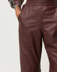 Once Was Joan Leather Straight Leg Pant Oxblood