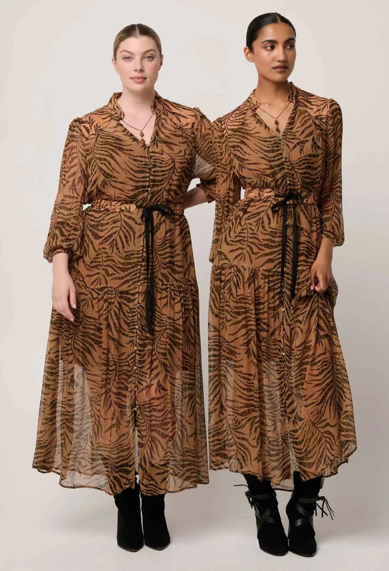 Once Was Solene Sheer Viscose Midi Dress Exotica
