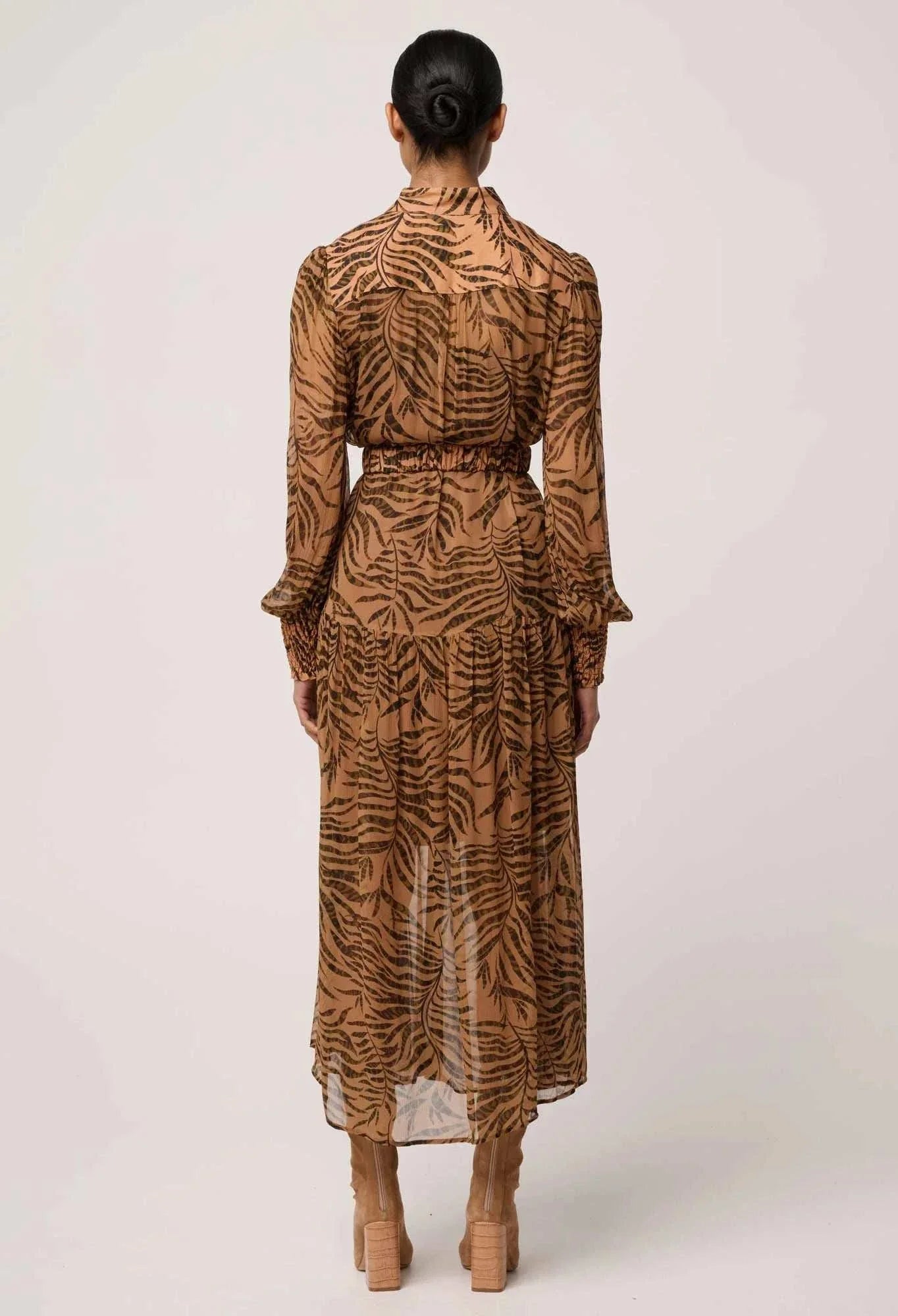 Once Was Solene Sheer Viscose Midi Dress Exotica