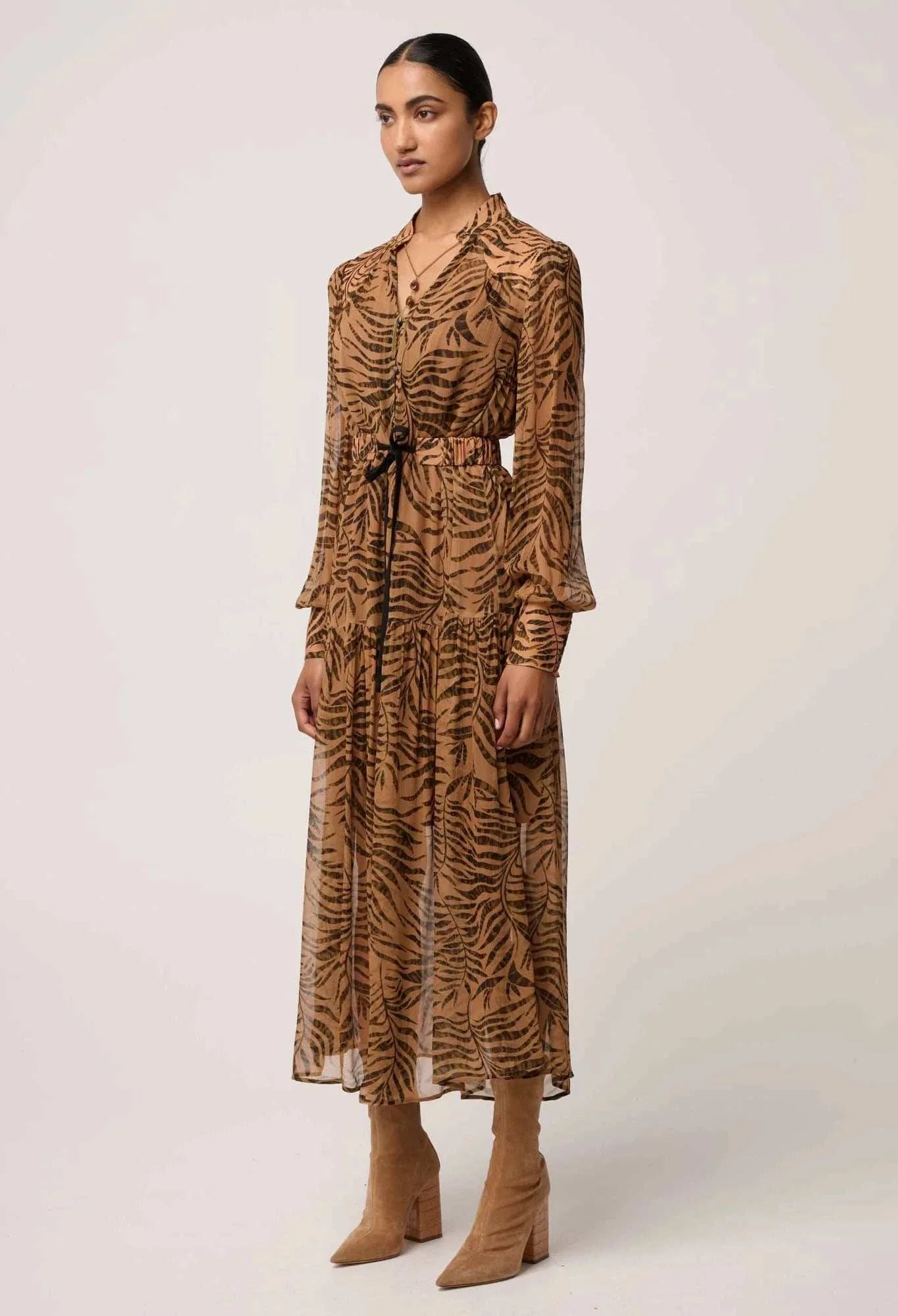 Once Was Solene Sheer Viscose Midi Dress Exotica