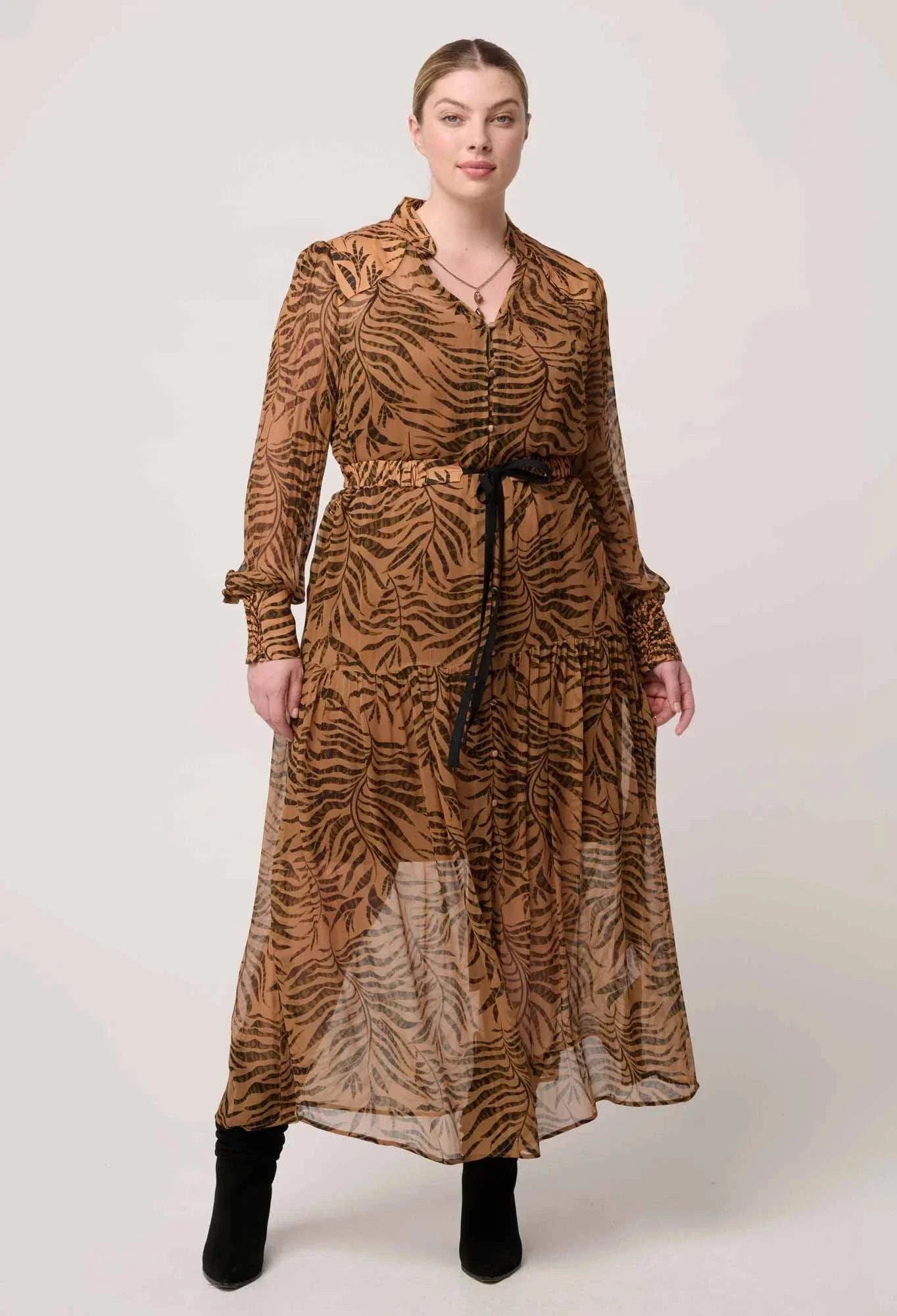 Once Was Solene Sheer Viscose Midi Dress Exotica