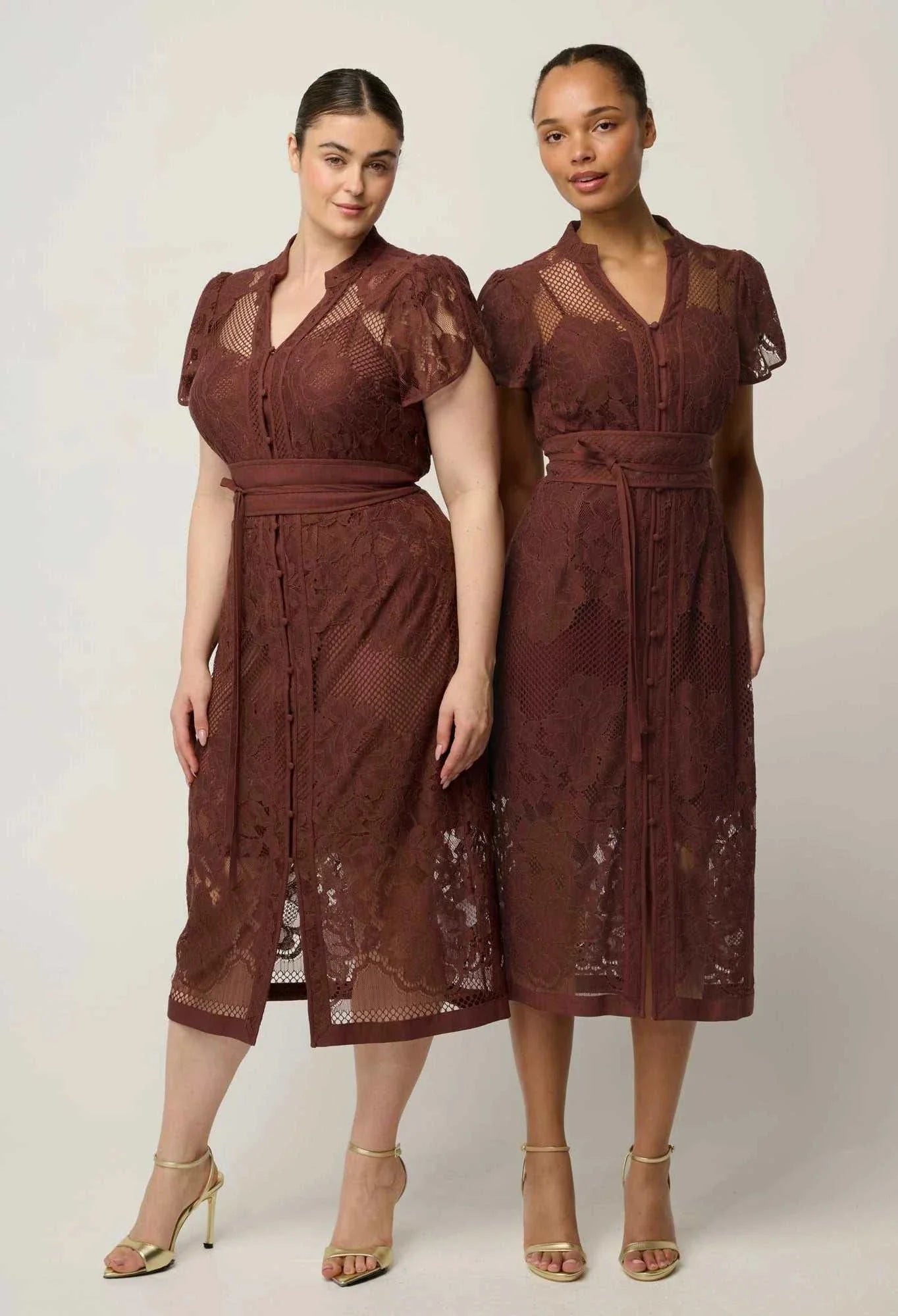 Once Was Solene Cotton Blend Lace Dress Rosewood