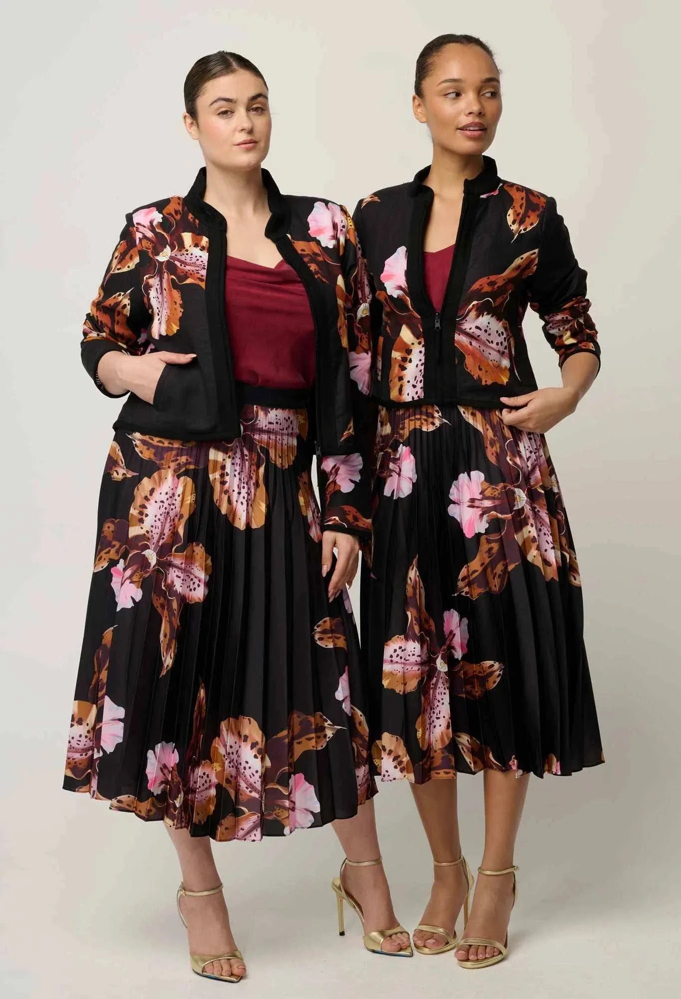 Once Was Delray Reversible Linen Viscose Jacket in Sunset Orchid Noir Orchid