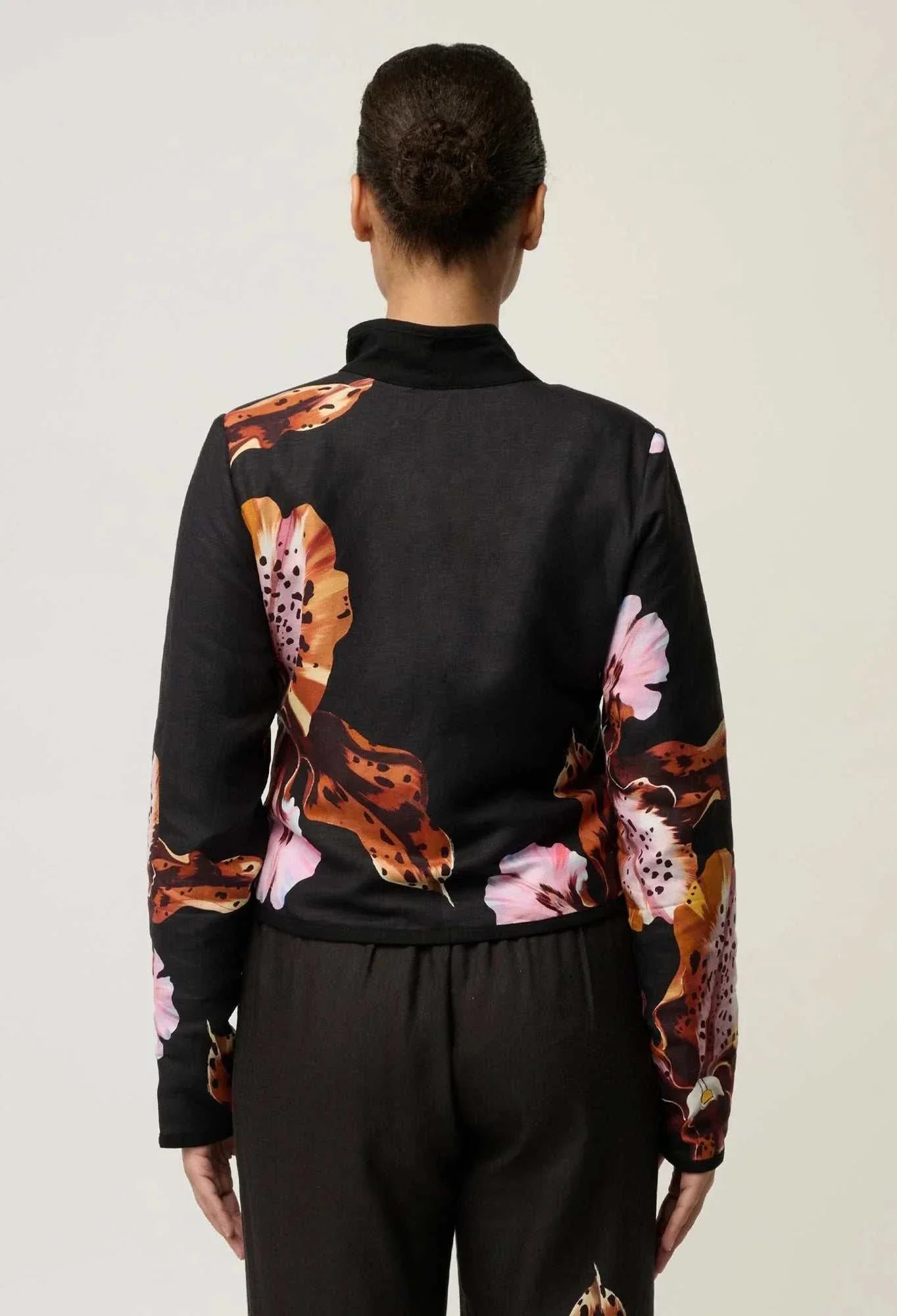 Once Was Delray Reversible Linen Viscose Jacket in Sunset Orchid Noir Orchid