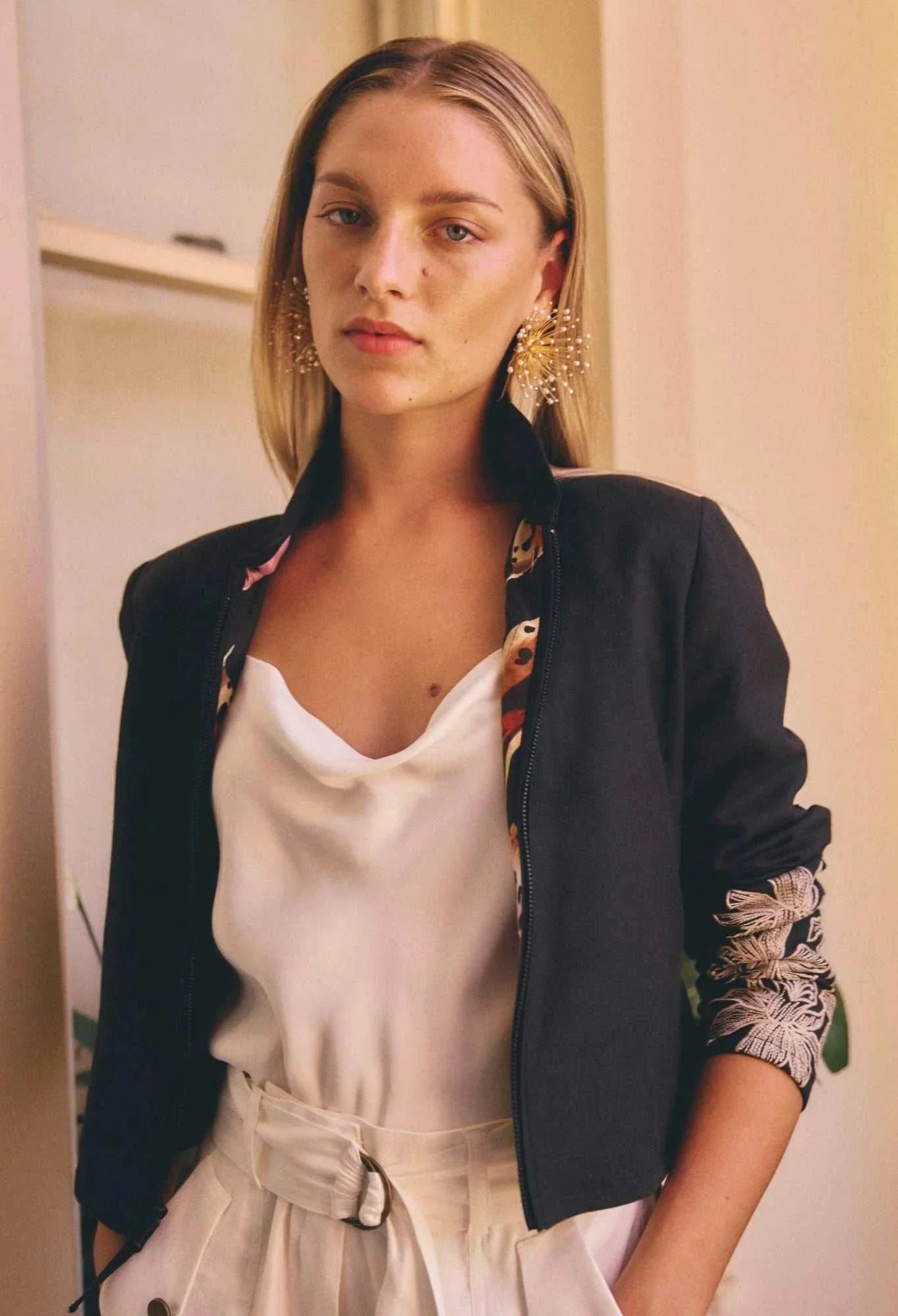 Once Was Delray Reversible Linen Viscose Jacket in Sunset Orchid Noir Orchid