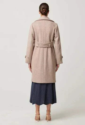 Once Was Sutton Wool Blend Double Breasted Coat Oat