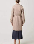 Once Was Sutton Wool Blend Double Breasted Coat Oat
